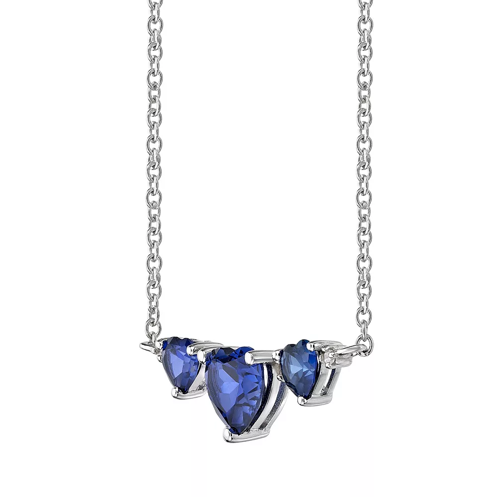 Gemminded Sterling Silver Lab-Created Sapphire & Diamond Accent Pendant Necklace 4 Gemminded Sterling Silver Lab-Created Sapphire & Diamond Accent Pendant Necklace - Image 2