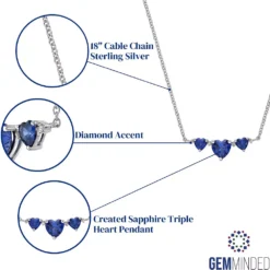 Gemminded Sterling Silver Lab-Created Sapphire & Diamond Accent Pendant Necklace 9 Gemminded Sterling Silver Lab-Created Sapphire & Diamond Accent Pendant Necklace -Gemminded Jewelry 4557099 ALT5