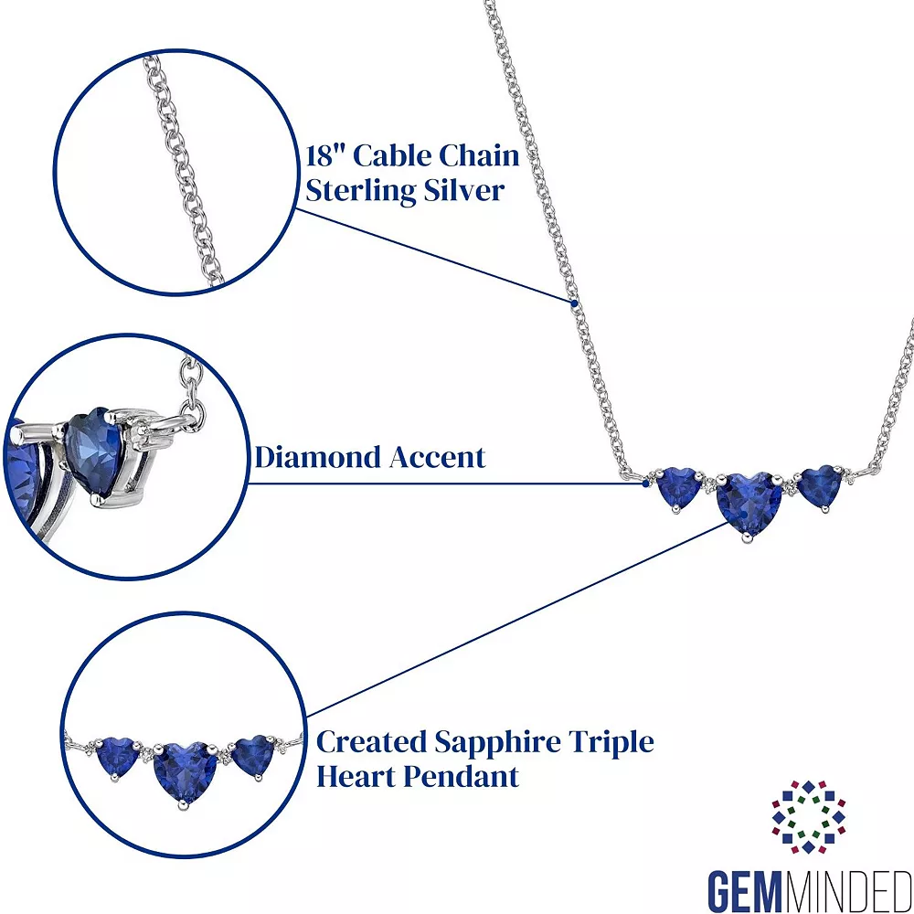 Gemminded Sterling Silver Lab-Created Sapphire & Diamond Accent Pendant Necklace 6 Gemminded Sterling Silver Lab-Created Sapphire & Diamond Accent Pendant Necklace - Image 4