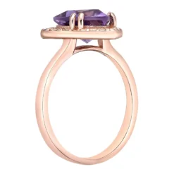 Gemminded 18k Rose Gold Over Sterling Silver White Topaz & Amethyst Ring -Gemminded Jewelry 4557100 ALT