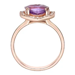 Gemminded 18k Rose Gold Over Sterling Silver White Topaz & Amethyst Ring -Gemminded Jewelry 4557100 ALT2