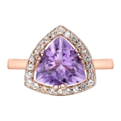 Gemminded 18k Rose Gold Over Sterling Silver White Topaz & Amethyst Ring -Gemminded Jewelry 4557100 ALT3