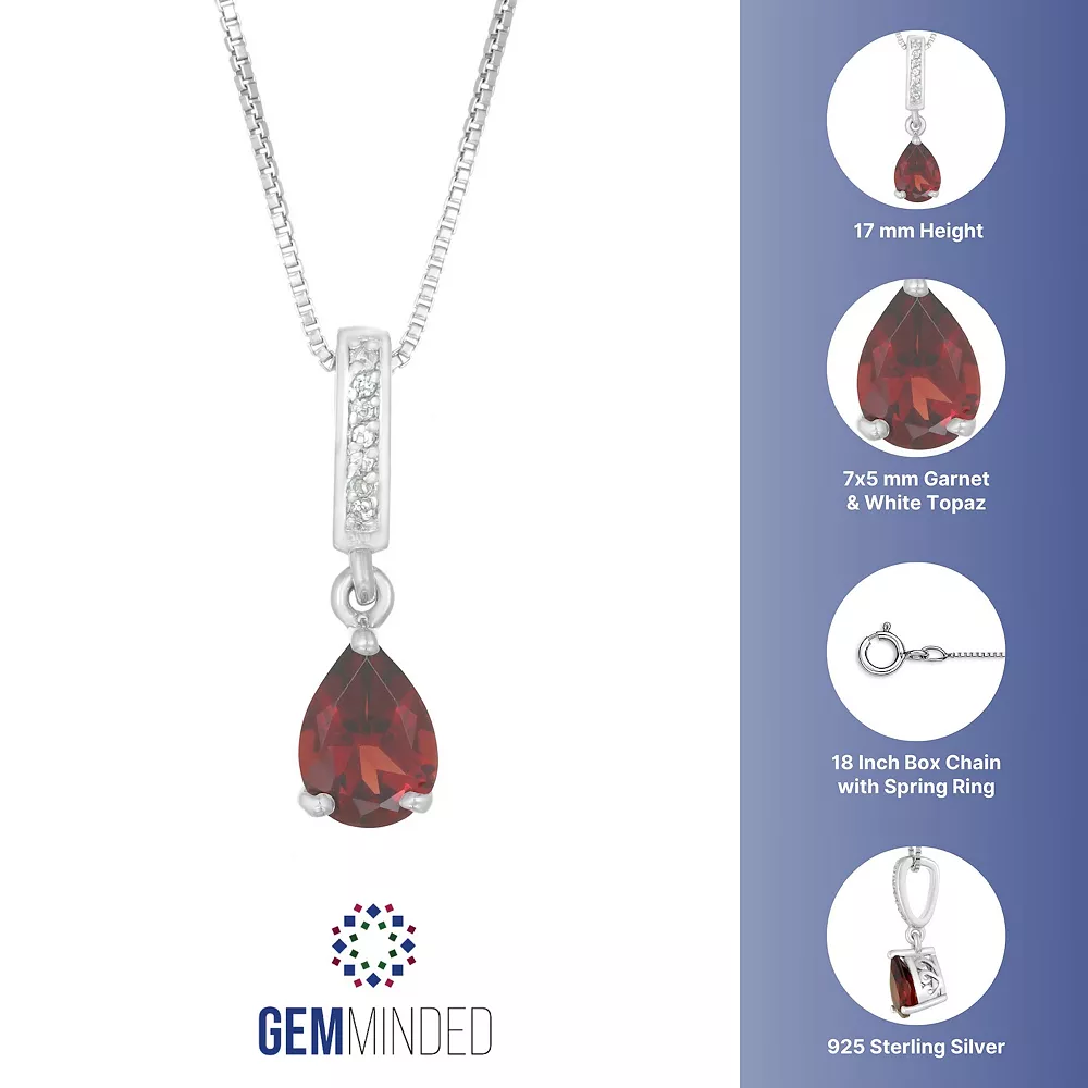 Gemminded Sterling Silver White Topaz Accent & Garnet Pendant Necklace 5 Gemminded Sterling Silver White Topaz Accent & Garnet Pendant Necklace - Image 3