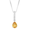 Gemminded Sterling Silver White Topaz Accent & Citrine Pendant Necklace -Gemminded Jewelry 4557105