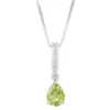 Gemminded Sterling Silver White Topaz Accent & Peridot Pendant Necklace