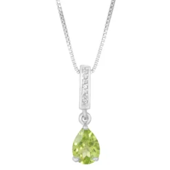 Gemminded Sterling Silver White Topaz Accent & Peridot Pendant Necklace
