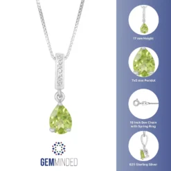 Gemminded Sterling Silver White Topaz Accent & Peridot Pendant Necklace -Gemminded Jewelry 4557106 ALT5