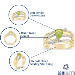 Gemminded 18k Gold Over Sterling Silver White Topaz Accent & Peridot Ring -Gemminded Jewelry 4557107 ALT5