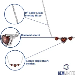 Gemminded Sterling Silver Garnet & Diamond Accent Necklace -Gemminded Jewelry 4557108 ALT5