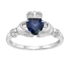 Gemminded Sterling Silver Lab-Created Sapphire & Diamond Accent Claddagh Ring -Gemminded Jewelry 4557111