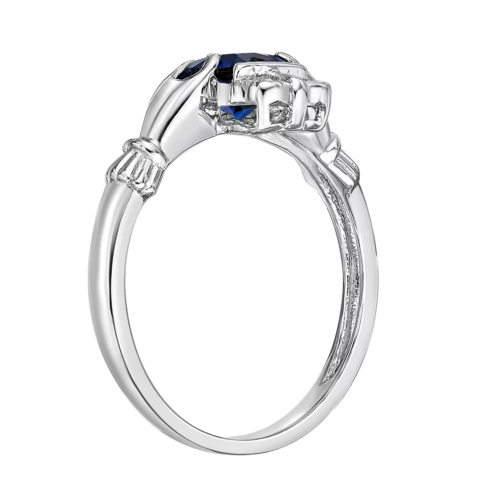 Gemminded Sterling Silver Lab-Created Sapphire & Diamond Accent Claddagh Ring 4 Gemminded Sterling Silver Lab-Created Sapphire & Diamond Accent Claddagh Ring - Image 2