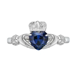 Gemminded Sterling Silver Lab-Created Sapphire & Diamond Accent Claddagh Ring 10 Gemminded Sterling Silver Lab-Created Sapphire & Diamond Accent Claddagh Ring -Gemminded Jewelry 4557111 ALT3