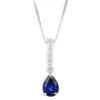 Gemminded Sterling Silver Lab-Created White Sapphire Accent & Lab-Created Sapphire Pendant Necklace -Gemminded Jewelry 4557113