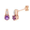 Gemminded 10k Rose Gold Amethyst & Diamond Accent Earrings -Gemminded Jewelry 4587844