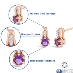 Gemminded 10k Rose Gold Amethyst & Diamond Accent Earrings -Gemminded Jewelry 4587844 ALT5
