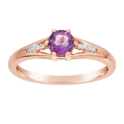 Gemminded 10k Rose Gold Amethyst & 0.024 Carat T.W. Diamond Accented Ring