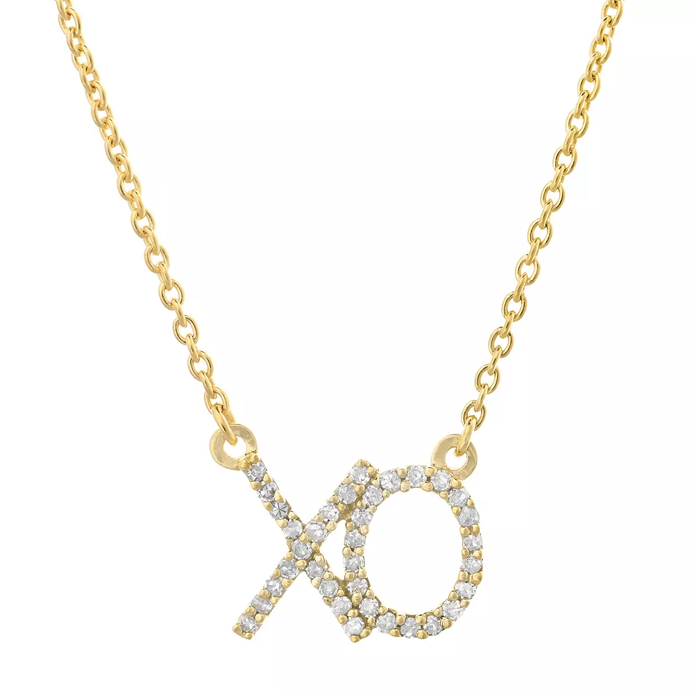 Gemminded 10k Gold 1/6 Carat T.W. Diamond XO Pendant Necklace 3 Gemminded 10k Gold 1/6 Carat T.W. Diamond XO Pendant Necklace