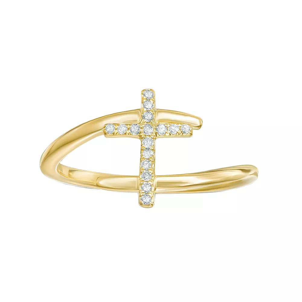 Gemminded 10k Gold Diamond Accent Bypass Ring 3 Gemminded 10k Gold Diamond Accent Bypass Ring