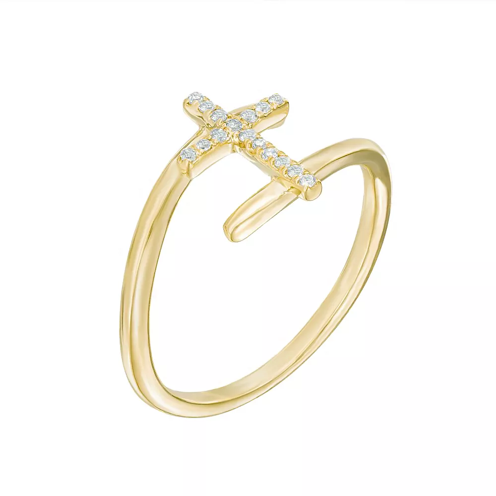 Gemminded 10k Gold Diamond Accent Bypass Ring 4 Gemminded 10k Gold Diamond Accent Bypass Ring - Image 2