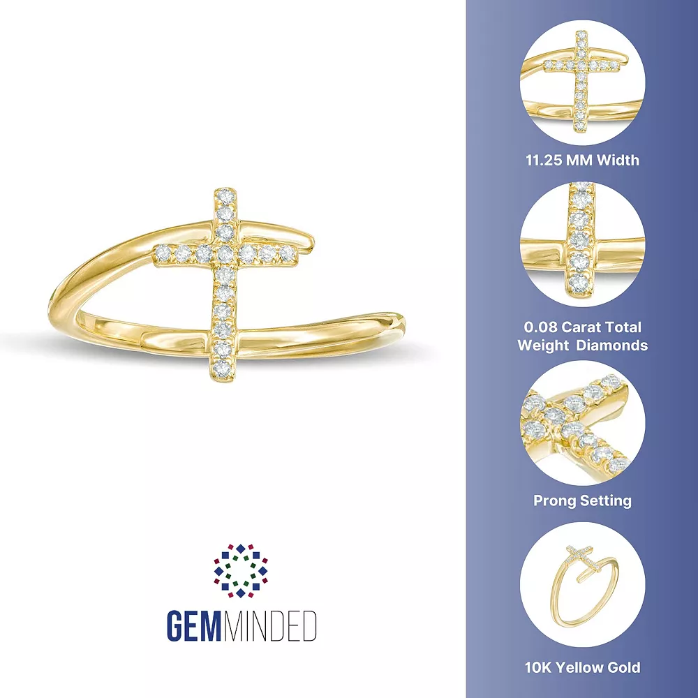 Gemminded 10k Gold Diamond Accent Bypass Ring 5 Gemminded 10k Gold Diamond Accent Bypass Ring - Image 3