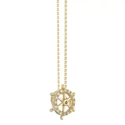 Gemminded 10k Gold Diamond Accent Ship Wheel Pendant Necklace -Gemminded Jewelry 4588198 ALT