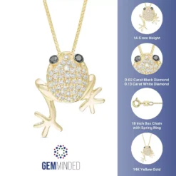 Gemminded 10k Gold 1/6 Carat T.W. Diamond Frog Pendant Necklace -Gemminded Jewelry 4588208 ALT5