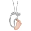 Gemminded 10k Two Tone Gold 1/8 Carat T.W. Diamond Footprints Pendant Necklace -Gemminded Jewelry 4588212