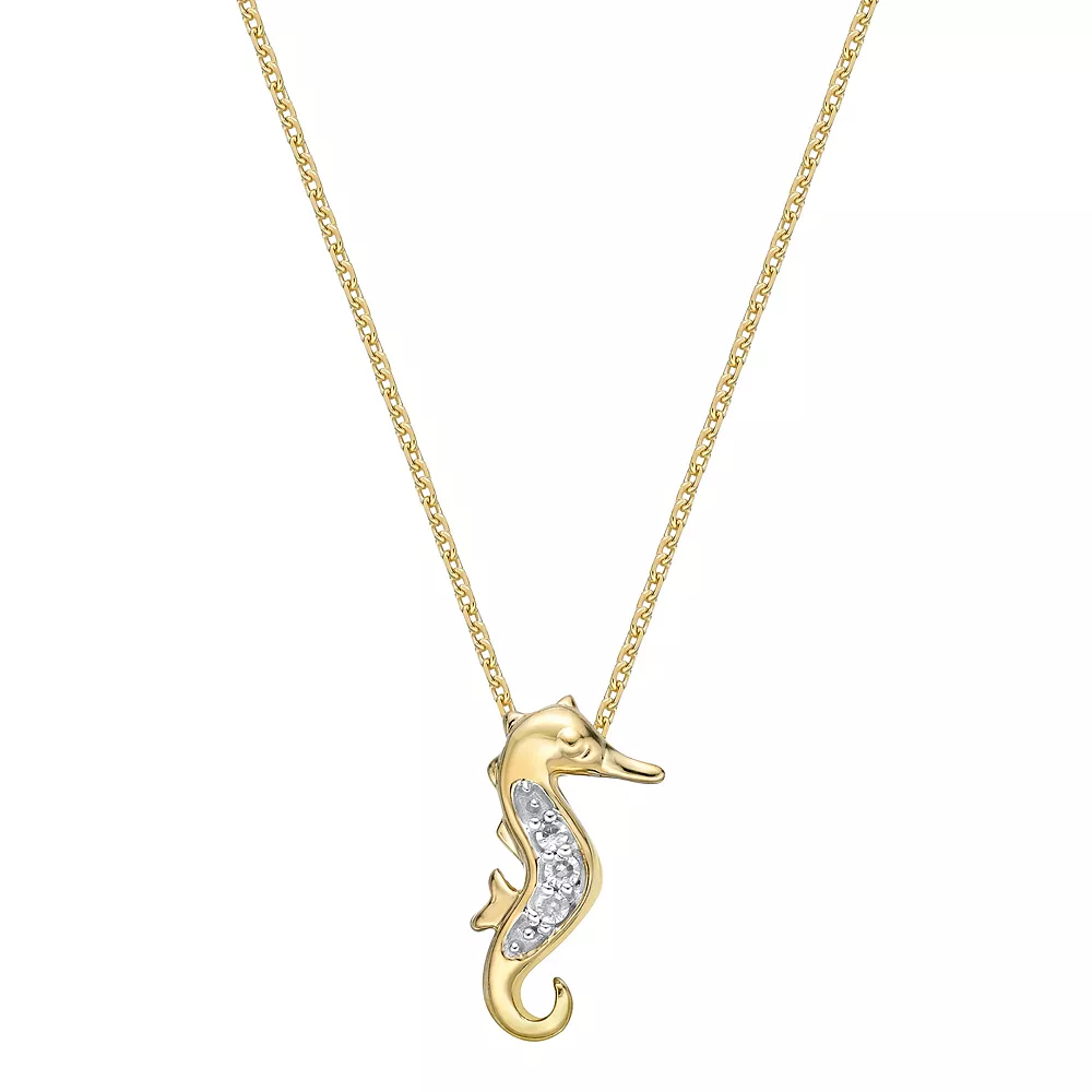 Gemminded 10k Gold Diamond Accent Seahorse Pendant Necklace 3 Gemminded 10k Gold Diamond Accent Seahorse Pendant Necklace