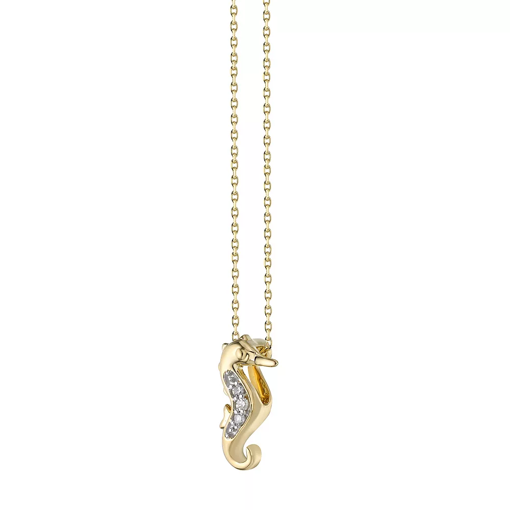 Gemminded 10k Gold Diamond Accent Seahorse Pendant Necklace 4 Gemminded 10k Gold Diamond Accent Seahorse Pendant Necklace - Image 2