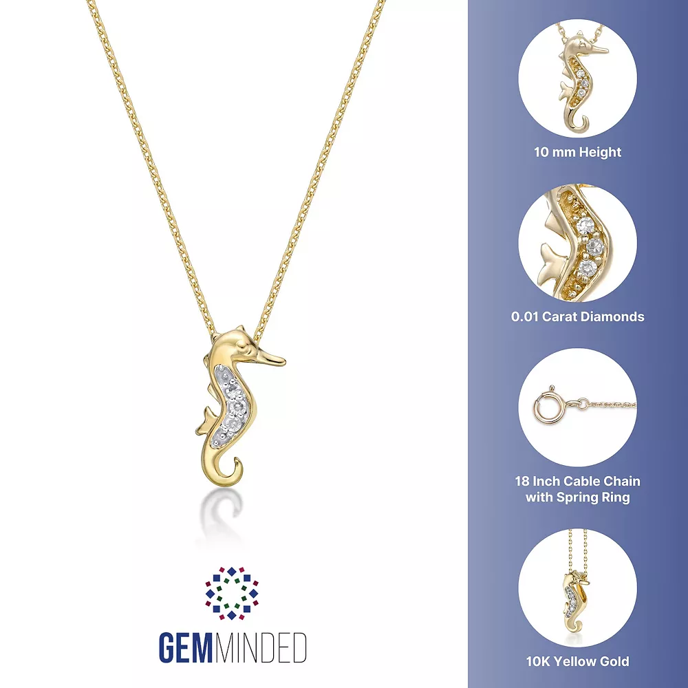 Gemminded 10k Gold Diamond Accent Seahorse Pendant Necklace 5 Gemminded 10k Gold Diamond Accent Seahorse Pendant Necklace - Image 3