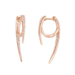 Gemminded 10k Rose Gold 1/4 Carat T.W. Diamond Curved Bar Earrings