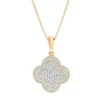 Gemminded 10k Gold 1/5 Carat T.W. Diamond Clover Pendant Necklace -Gemminded Jewelry 4588220