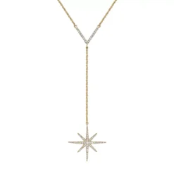 Gemminded 10k Gold 3/8 Carat T.W. Diamond Star Pendant Necklace