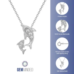 Gemminded 10k White Gold Diamond Accent Dolphin Pendant Necklace -Gemminded Jewelry 4588231 ALT5