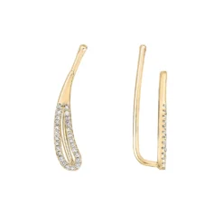 Gemminded 10k Gold 1/6 Carat T.W. Diamond Crawler Earrings