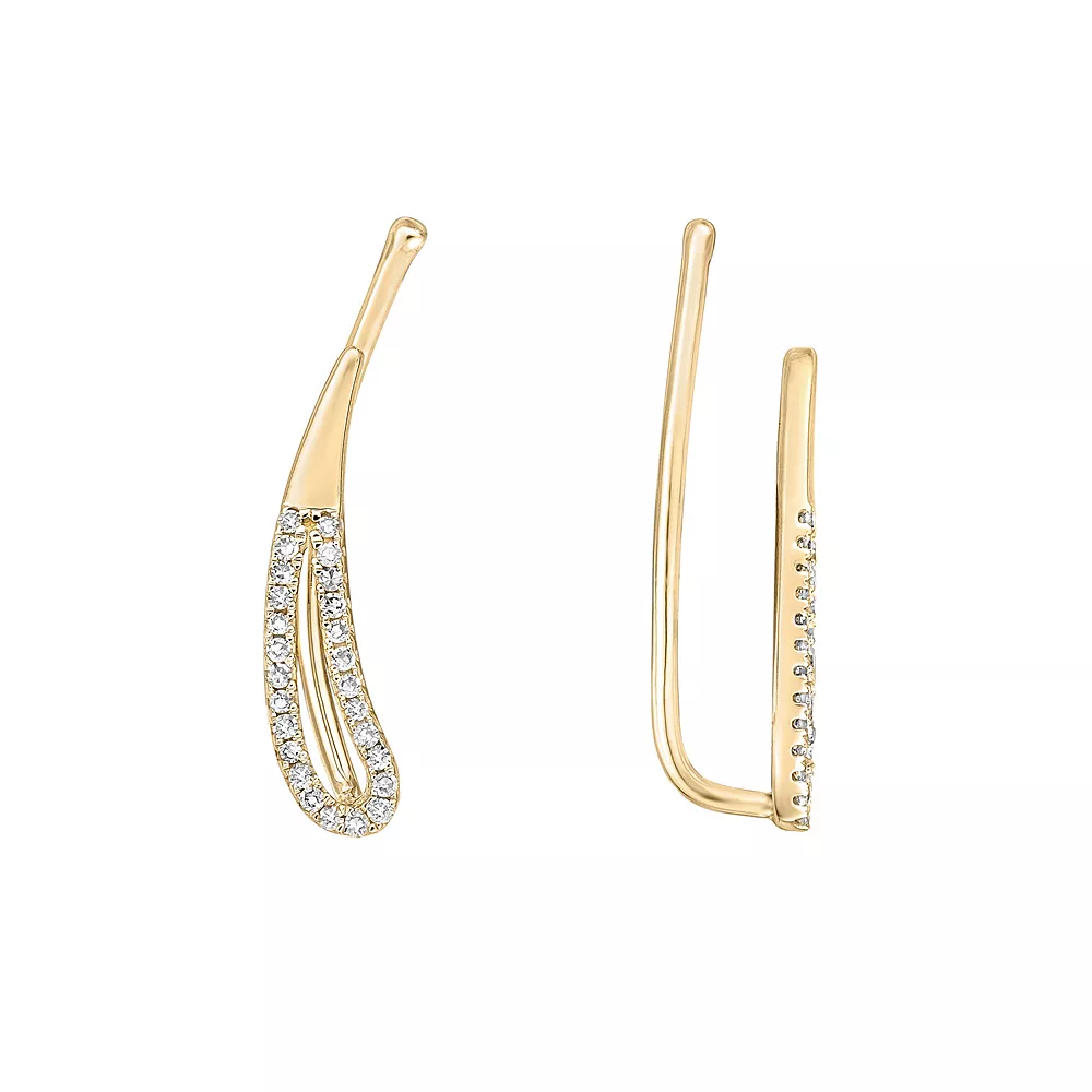 Gemminded 10k Gold 1/6 Carat T.W. Diamond Crawler Earrings 3 Gemminded 10k Gold 1/6 Carat T.W. Diamond Crawler Earrings