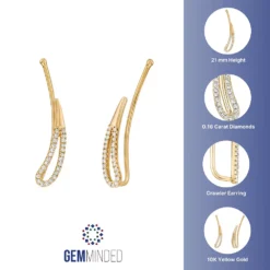 Gemminded 10k Gold 1/6 Carat T.W. Diamond Crawler Earrings 7 Gemminded 10k Gold 1/6 Carat T.W. Diamond Crawler Earrings -Gemminded Jewelry 4588240 ALT5