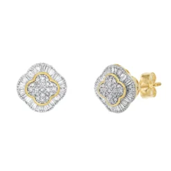 Gemminded 10k Gold 1/3 Carat T.W. Diamond Clover Stud Earrings