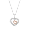 Gemminded 10k White Gold 1/5 Carat T.W. Diamond Double Heart Pendant Necklace -Gemminded Jewelry 4588247