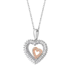 Gemminded 10k White Gold 1/5 Carat T.W. Diamond Double Heart Pendant Necklace -Gemminded Jewelry 4588247 ALT