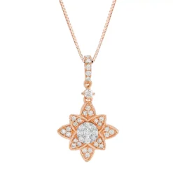 Gemminded 10k Rose Gold 1/4 Carat T.W. Diamond Star Pendant Necklace