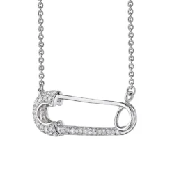 Gemminded Sterling Silver 1/5 Carat T.W. Diamond Safety Pin Pendant Necklace 7 Gemminded Sterling Silver 1/5 Carat T.W. Diamond Safety Pin Pendant Necklace -Gemminded Jewelry 4635893 ALT