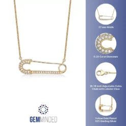 Gemminded Sterling Silver 1/5 Carat T.W. Diamond Safety Pin Pendant Necklace 9 Gemminded Sterling Silver 1/5 Carat T.W. Diamond Safety Pin Pendant Necklace -Gemminded Jewelry 4635893 ALT5
