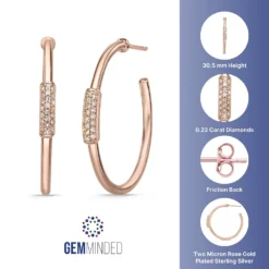 Gemminded Sterling Silver 1/5 Carat T.W. Diamond Open Hoop Earrings -Gemminded Jewelry 4635894 ALT5