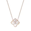 Gemminded Rose Gold Over Sterling Silver Mother-Of-Pearl & Cubic Zirconia Flower Pendant Necklace