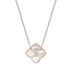 Gemminded Rose Gold Over Sterling Silver Mother-Of-Pearl & Cubic Zirconia Flower Pendant Necklace