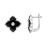 Gemminded Sterling Silver Black Onyx & Cubic Zirconia Flower Earrings