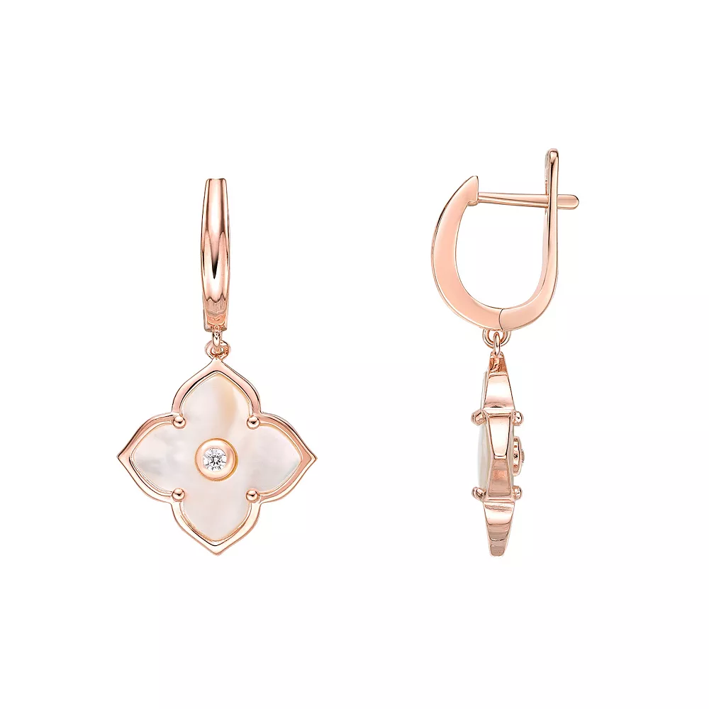 Gemminded Rose Gold Over Sterling Silver Cubic Zirconia & Mother-of-Pearl Drop Earrings 3 Gemminded Rose Gold Over Sterling Silver Cubic Zirconia & Mother-of-Pearl Drop Earrings