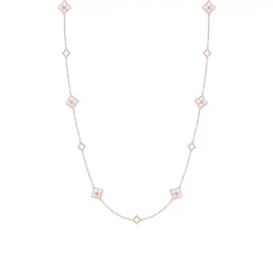 Gemminded Rose Gold Over Sterling Silver Mother-Of-Pearl & Cubic Zirconia Flower Pendant Stationed Necklace