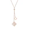 Gemminded Rose Gold Over Sterling Silver Mother-Of-Pearl & Cubic Zirconia Flower Pendants Y-Necklace -Gemminded Jewelry 4805838